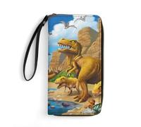 MHYRAC Portafoglio in pelle, squame di pesce arcobaleno, con corda, piccole dimensioni e grande capacità, facile da trasportare, Carnivori Dinosauri, 19.7x10.5cm, Moderno