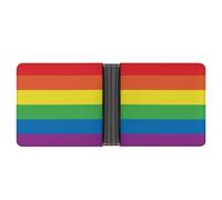 MHYRAC Tasca per monete, portafoglio in pelle con teschio dito medio, portafoglio sottile in pelle con carta di credito bifold, Arcobaleno Pace Amore, taglia unica