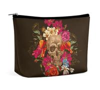 MHYRAC Trousse per cosmetici, borsa per trucco Day of The Dead, borsa da toilette portatile con cerniera per uso quotidiano, viaggio, Giorno dei morti, Taglia unica