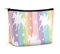 MHYRAC Trousse per cosmetici, con ossa colorate e zampe, borsa da toilette portatile con cerniera per uso quotidiano, viaggio, Modello Unicorno Arcobaleno, Taglia unica