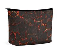 MHYRAC Trousse per cosmetici, con papaveri rossi, borsa da toeletta portatile con cerniera per uso quotidiano, viaggio, Crack di lava vulcanica, Taglia unica