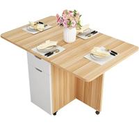 MHYSADGA Tavolo da pranzo pieghevole in legno con ruote, scrivania multifunzione pieghevole, soggiorno, ristorante, mobili da cucina, tavolino semplice e moderno (un colore A) (un colore B)