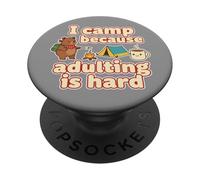 Mi accampo perché l'adulto è un duro amante del campeggio, simpatico orso PopSockets PopGrip Adesivo