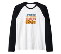 Mi alleno così Posso Mangiare Biscotti Divertenti Maglia con Maniche Raglan