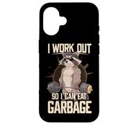 Mi alleno così posso mangiare spazzatura palestra Raccoon Lifting Training Custodia per iPhone 16