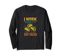 Mi alleno così Posso Mangiare Tacos Divertente Maglia a Manica