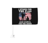 Mi alzo per la bandiera e mi inginocchio per la croce. Clip per finestra per bandiere per auto, protezione solare, decorazione, striscione bifacciale da 12 x 18 pollici per camion.