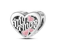 Mi Amor - Ciondolo a forma di cuore con scritta "I Love You", in argento Sterling 925, compatibile con braccialetti Pandora