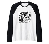 Mi chiedo se Anche Gli Hot Dog pensano a Me Maglia con Maniche Raglan