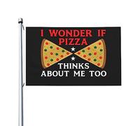 Mi chiedo se anche la pizza pensa a me. Bandiere per esterni, 3x5 piedi, bandiera in poliestere resistente bifacciale per casa, cortile, festival, decorazioni da giardino, bandiere di benvenuto.