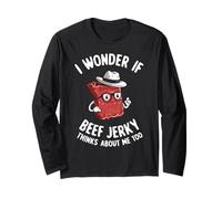 Mi chiedo se Beef Jerky Pensa a Me Troppo Divertente Maglia a Manica