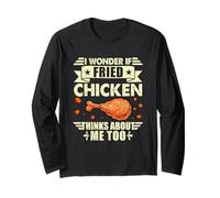 Mi chiedo se il pollo fritto pensa anche a me Maglia a Manica