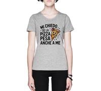 Mi Chiedo Se La Pizza Pensa Anche A Me Grey Women's T-Shirt Tee