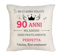 "MI CI SONO VOLUTI 30°40°50°60° 70° ANNI MA ADESSO SONO PRATICAMENTE PERFETTA,Buon Compleanno "Anni di Regalo Cuscino Decorazione Regalo di Compleanno Della Per Festeggiare per Donne (TCKing-90)