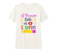 Mi Corazon Late en Dos Idiomas Insegnante di Spagnolo bilingue Maglietta Premium