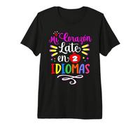 Mi Corazon Late en Dos Idiomas Insegnante di Spagnolo bilingue Maglietta Premium