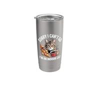 Mi dispiace non posso andare Sono un gatto al coperto che mangia pane al croissant Bicchiere termico in acciaio inox doppia parete