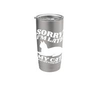 Mi dispiace sono in ritardo, il mio gatto era seduto su di me Amante dei gatti Bicchiere termico in acciaio inox doppia parete