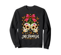 Mi Familia - Arte Floreale con Teschi e Farfalle monarca Felpa