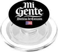 Mi Gente Boricua de Corazón Bandiera Puerto Rico Stampa Bianca PopSockets PopGrip per MagSafe