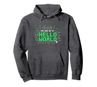 Mi Hai portato a Hello World - Retro Coder Tech Felpa con Cappuccio, Unisex per Adulti, Grigio Scuro, S