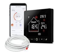 Mi-Heat M2 - Termostato digitale Wi-Fi e Bluetooth, colore nero, per riscaldamento a pavimento, acqua e riscaldamento elettrico a pavimento, valvola NC, WiFi, termostato intelligente per ambienti
