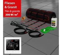 Mi-Heat Riscaldamento a Pavimento Elettrico 200W Tappetino, Set Bagno Piastrelle