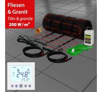 Mi-Heat Riscaldamento a Pavimento Elettrico 200W Tappetino, Set Bagno Piastrelle