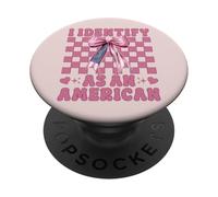Mi identifico come patriottico della bandiera americana del 4 luglio USA PopSockets PopGrip Adesivo