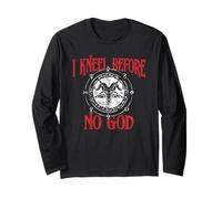 Mi inginocchio Davanti a nessun Dio, Baphomet, Pentagramma, Occulto Satanico Maglia a Manica