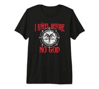 Mi inginocchio Davanti a nessun Dio, Baphomet, Pentagramma, Occulto Satanico Maglietta Premium