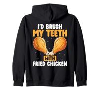 Mi lavo i Denti con Pollo Fritto Divertente Pollo Fritto Felpa con Cappuccio
