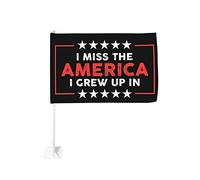 Mi manca l'America in cui sono cresciuto Bandiera per auto 12x18 Bandiere per auto Bandiera con clip per finestra, Bandiere per finestra per auto impermeabili Doppia faccia Clip per finestra Anti-scol