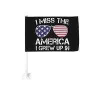 Mi manca l'America in cui sono cresciuto Bandiera per auto 12x18 Bandiere per auto Bandiera con clip per finestra, Bandiere per finestra per auto impermeabili Clip per finestra bifacciale Decorazione