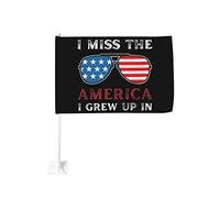 Mi manca l'America in cui sono cresciuto Bandiera per auto 12x18 Bandiere per auto Decorazione per finestrini auto, Bandiere per finestrini auto impermeabili Anti-scolorimento Clip per finestrini Clip