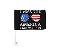Mi manca l'America in cui sono cresciuto Bandiera per auto 12x18 Bandiere per auto Decorazione per finestrini auto, Bandiere per finestrini auto impermeabili Clip per finestrini auto a doppia faccia C