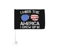 Mi manca l'America in cui sono cresciuto Bandiera per auto 12x18 Bandiere per auto Decorazione per finestrini auto, Bandiere per finestrini auto impermeabili Anti-scolorimento Clip per finestrini Clip