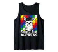 Mi piacciono davvero gli alpaca, bandiera di Wiphala, amanti dei lama andini Canotta