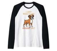Mi piacciono Davvero i Boxer Ok Animal Lover Cute Dog Maglia con Maniche Raglan
