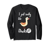 Mi piacciono davvero le anatre OK Bird Lover Duck Cute Farmer Maglia a Manica