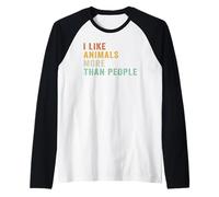 Mi piacciono Gli Animali più delle Persone Maglia con Maniche Raglan