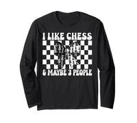 Mi piacciono Gli Scacchi & Forse 3 Persone Giocatore di Scacchi Maestro Chess Girl Maglia a Manica