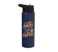 Mi piacciono gli uccelli e il caffè divertente birdwatching caffeina Stainless Steel Insulated Water Bottle