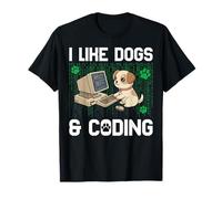 Mi piacciono i Cani e la codifica Divertente informatica Amanti dei Cani Maglietta
