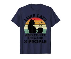 Mi piacciono i gatti e il caffè e forse 3 persone Retro Cat Lover Maglietta