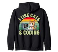 Mi piacciono i Gatti e la codifica Carino Programmazione Amante dei Gattini Felpa con Cappuccio