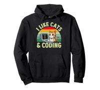 Mi piacciono i Gatti e la codifica Carino Programmazione Amante dei Gattini Felpa con Cappuccio