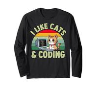 Mi piacciono i Gatti e la codifica Carino Programmazione Amante dei Gattini Maglia a Manica
