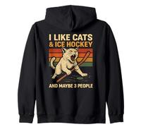Mi piacciono i Gatti e l'hockey su Ghiaccio e Forse 3 Persone Felpa con Cappuccio