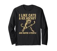 Mi piacciono i Gatti e l'hockey su Ghiaccio e Forse 3 Persone Maglia a Manica